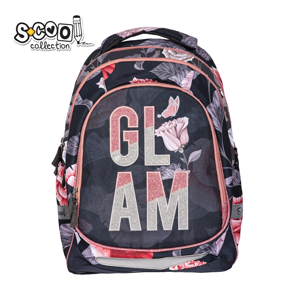 Ghiozdan clasele primare, LIGHT GLAM, compartimente cu fermoar, spate si bretele buretate, 41x28x21 cm - imagine 11